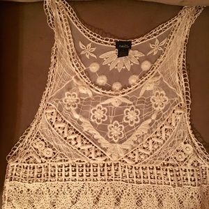 *Boho* CREAM Lace Crochet layering tank